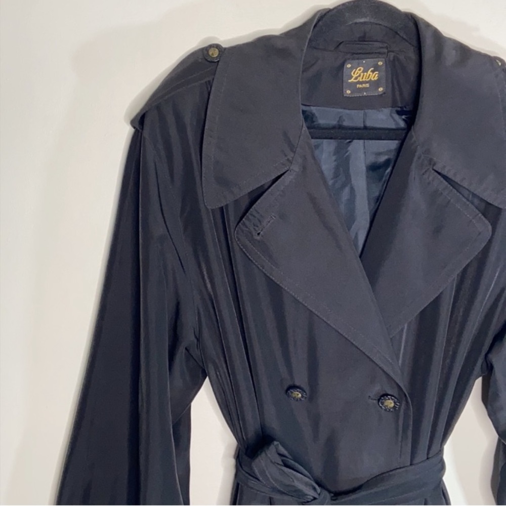 Luba Paris vintage black trench coat Size L